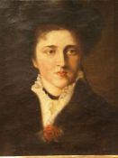 Anonymous 19th century. - Portrait of a young woman, oil / canvas, approx 53x42cm, in old frame (