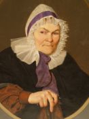 Portraitist Mitte 19.Jh. - Biedermeier-Halbfigurenporträt einer wohlhabenden älteren Dame mit