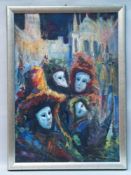 Gepin - Carnival in Piazza San Marco, oil on canvas, signed lower right, c.100x70cm, with Framing