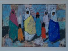 Wittler,Arrigo(Heinrich)-1918-2004 Worpswede - Arab Women and Children,mixed technique,monogram