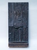 Droste, Karl-Heinz * 1931 - I/61 relief, bronze, with wooden base, about 53x24, 5x8cm, thereto