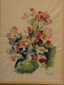 Unknown 20th century. - Flower still life, watercolor, signed illegibly, approx 40x30cm, framed