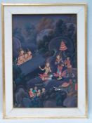 Unknown -possibly Thailand 20.Jh.- Transcendent Multi-Figure Scene in a Landscape, oil on canvas,