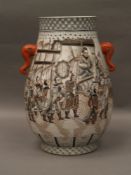 Baluster Vase - China, painted with mythological multi-figure dragon scene and ornamental borders in