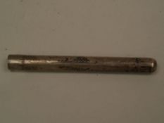 Cigarette Holder - China, antique, possibly silver, engraved decoration with enamel, L.ca.11,5,