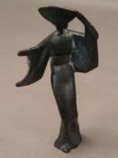 Sculpture ''Lady with Hat'' - cast bronze patinated, 20th century, H.c.18cm    Starting price: 40