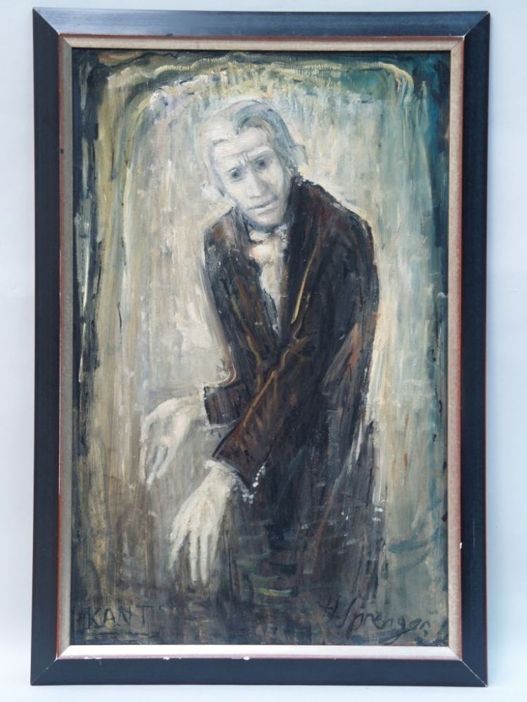 Sprenger, Heinz (1914-1984) - Immanuel Kant giving a lecture, oil sketch on masonite, signed lower