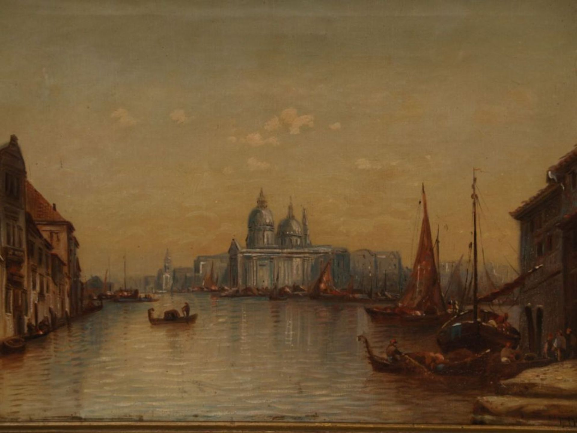 Anonymous - 19th century - View of Venice, oil on canvas, ca.46x65cm, with antique framing, frame