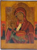 Icon - Central Russia, Old Believers workshop, late 18th century,egg tempera on chalk and gilt