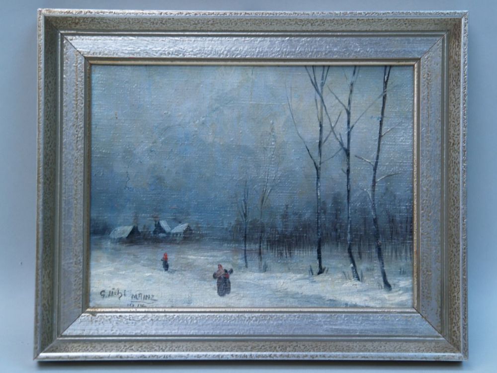 Licht, G. - Snowy Village View, oil / cardboard, signed lower left, dated Mainz 1914, c.15,5 x20,