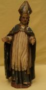 Figure of a Saint - Standing figure of a saint wearing the robes of a bishop (miter and pluvial), no