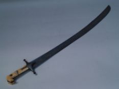 Saber - 19th century, oriental, forged blade, bone grip min. damaged, approximately 86cm L.