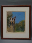 Unknown 1900 - Rapunzel, gouache on paper, illegible signed, inscribed, approx 27x23cm, framed under