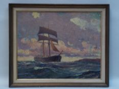 Hüfer, Richard Th Stettin - Two masted sailing ship, oil / canvas, signed, inscribed verso and dated