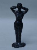 Standing Female Nude - ceramic black glazed, 25cm H.    Starting price: 30    Stehender weiblicher