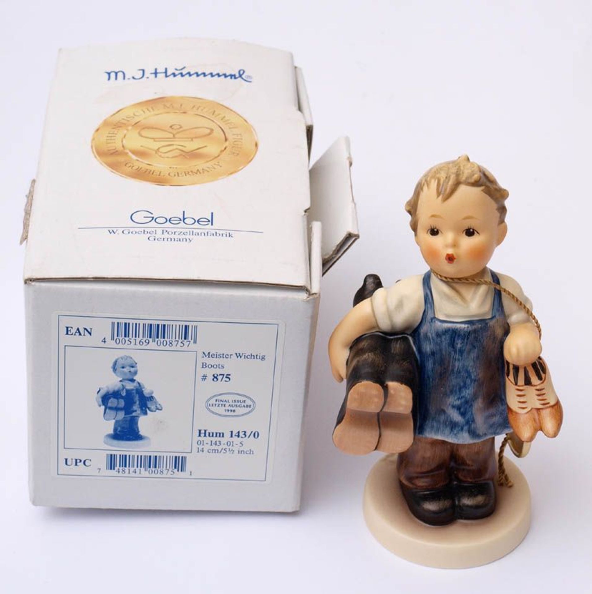 Hummel-Figur, Goebel "Meister Wichtig", Modellnr.143/0. H.14cm. Im Originalkarton.    Aufrufpreis: - Bild 2 aus 3