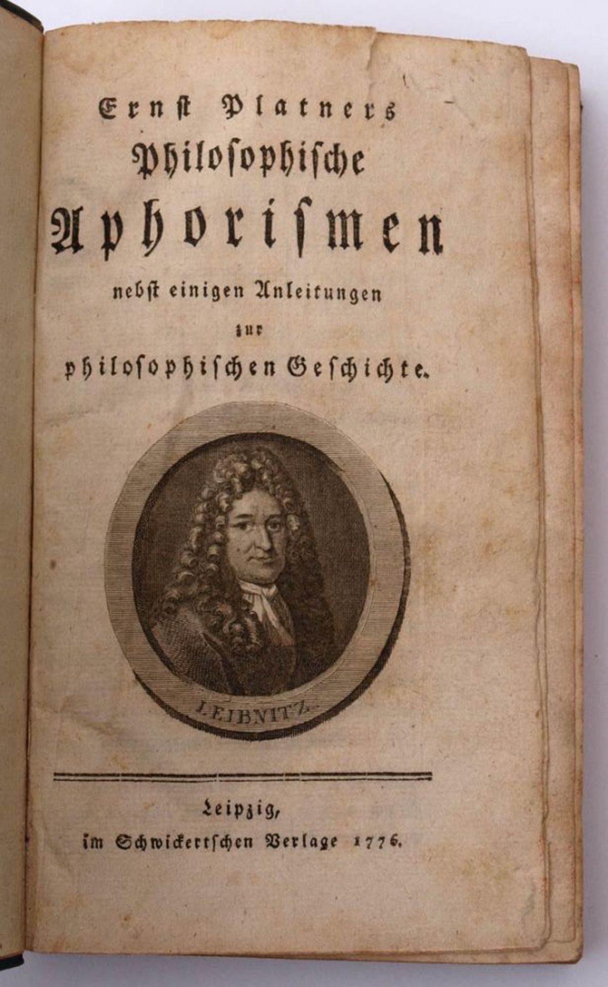 Platner, Ernst: Philosophische Aphorismen 2 Bde., Schwickert, Leipzig 1776 bzw. 1782. Kartoneinband.