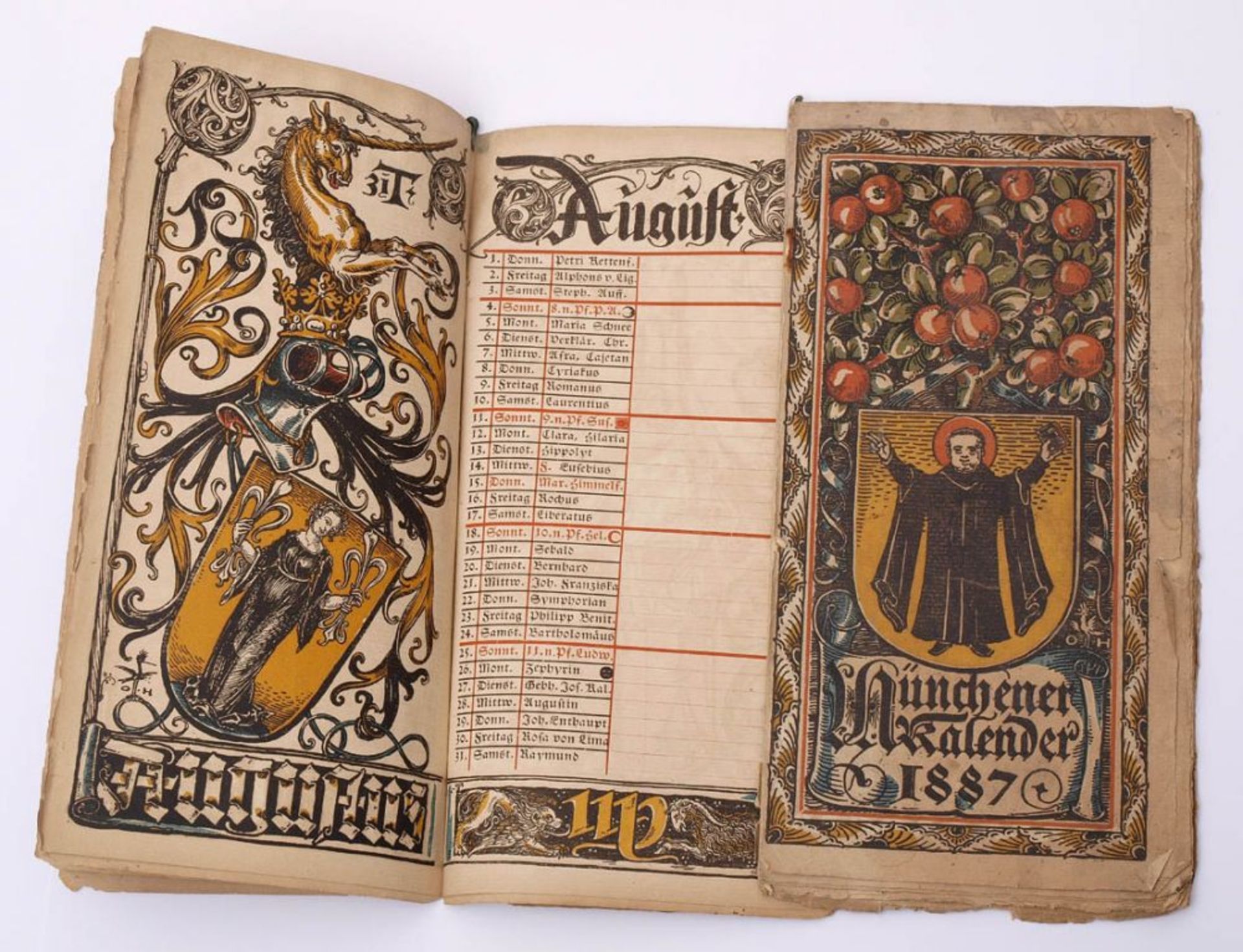 Drei Münchener Kalender Jahrgänge 1887, 1889 und 1904. - Bild 2 aus 2