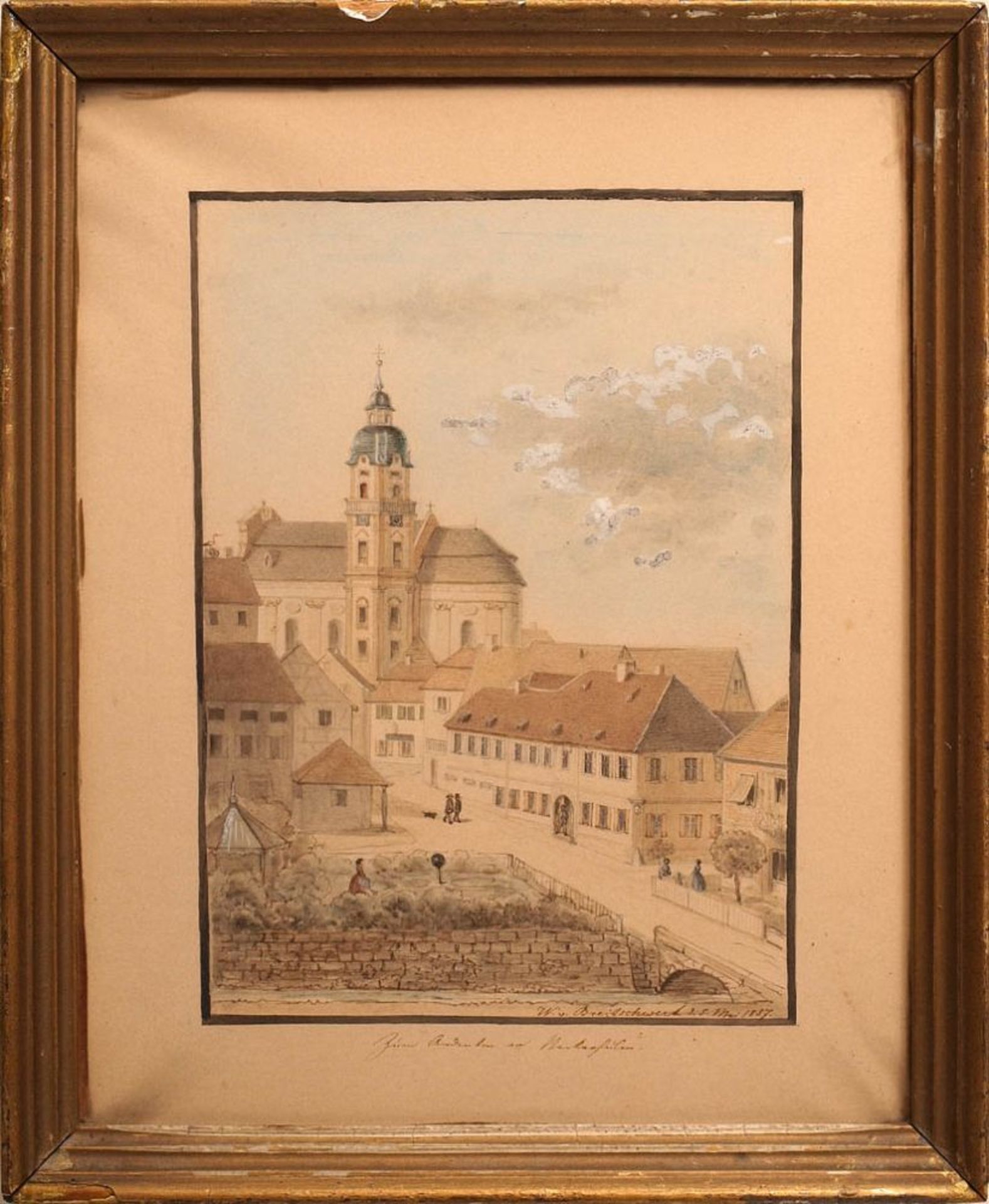 Breitschwert, Wilhelm v., 1828 - 1875 Blick auf die Altstadt von Neckarsulm mit der Kirche St.