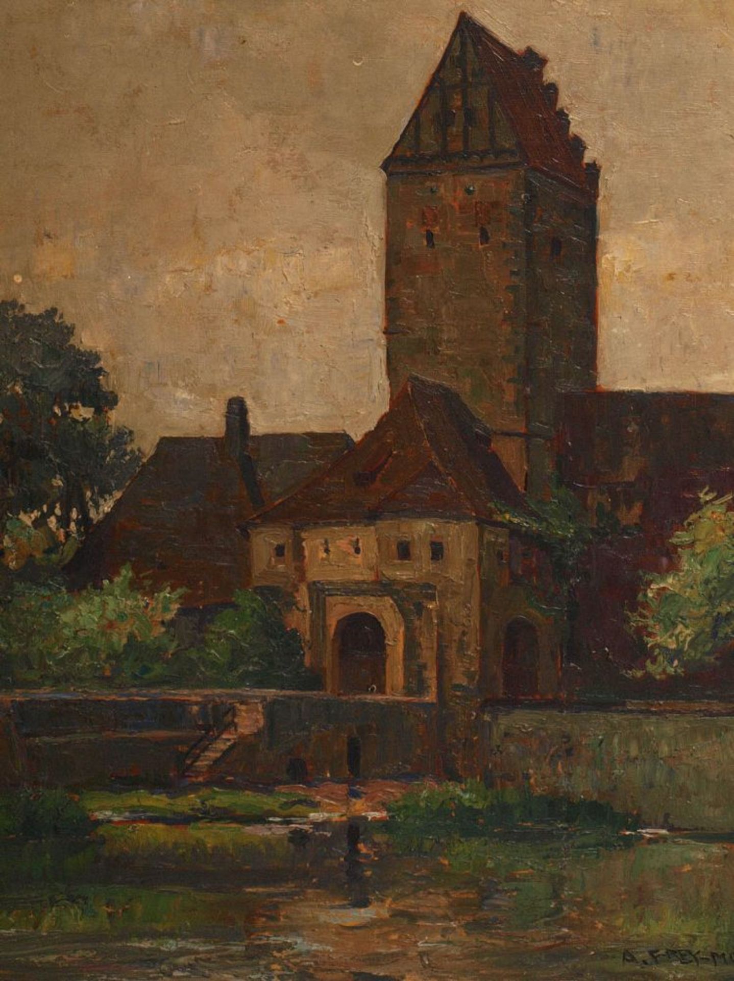 Frey-Moock, Adolf, 1881 Jena - 1954 Egnach Blick auf das Eingangstor einer alten Burg, im - Bild 3 aus 3