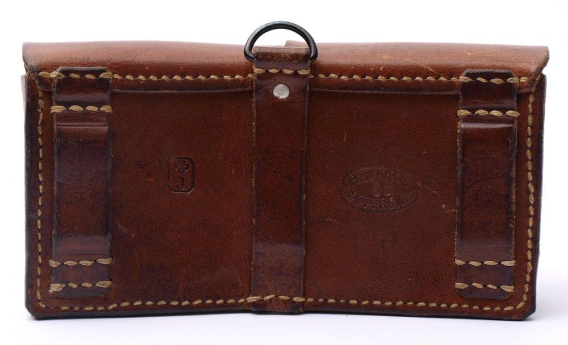 Zweiteilige Patronentasche, Schweiz, 30er/40er Jahre Hersteller Jakob, Rapperswil. 19,5x9cm. - Bild 2 aus 3