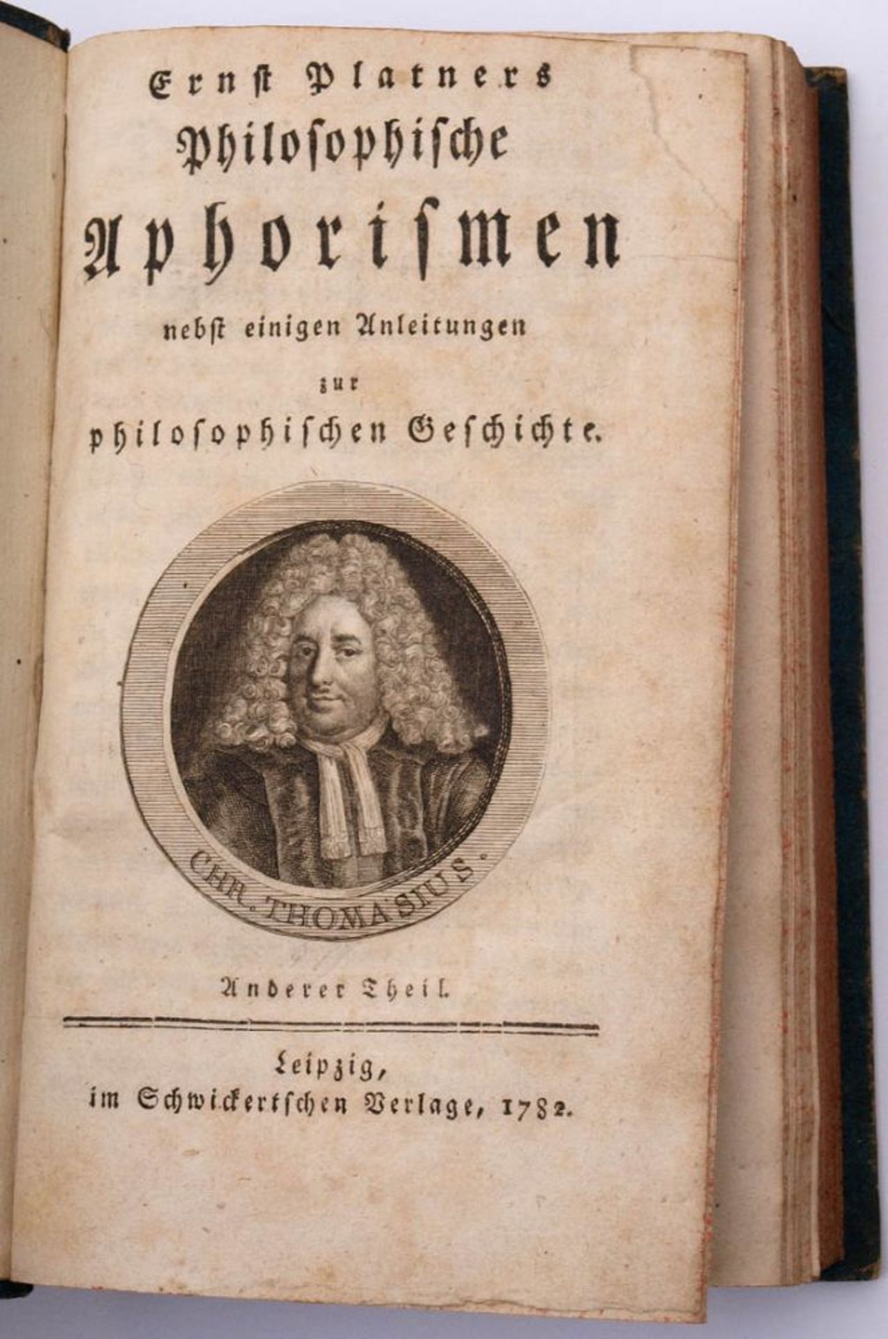 Platner, Ernst: Philosophische Aphorismen 2 Bde., Schwickert, Leipzig 1776 bzw. 1782. Kartoneinband. - Bild 2 aus 3