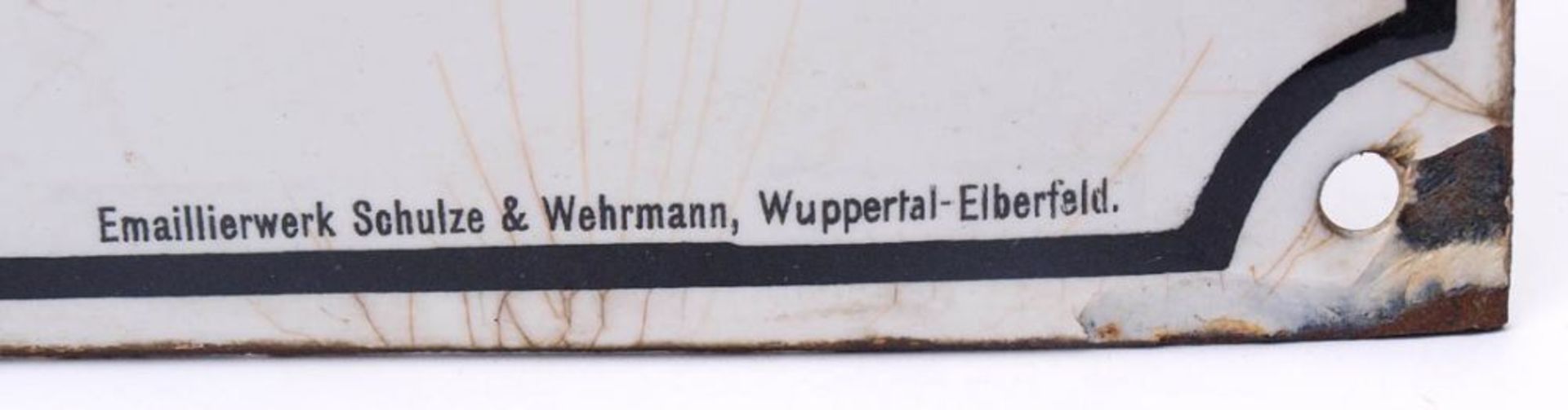 Emailschild, um 1930 Mit der Aufschrift "Nicht rauchen". Hersteller Schulze, Wuppertal-Elberfeld. - Bild 3 aus 3