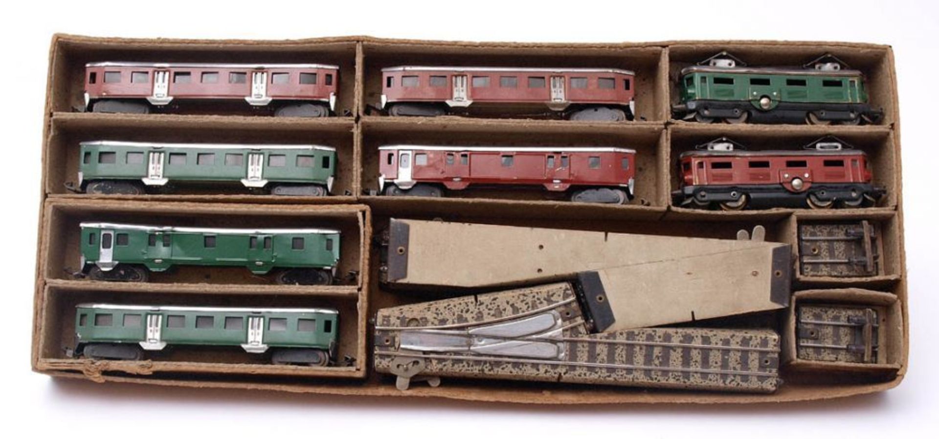 Eisenbahnanlage, Lytax Comet, 1946-48 Originalkarton mit zwei Loks, vier Personenwagen, zwei - Bild 10 aus 11