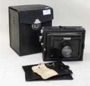 Kamera  Contessa Nettel Deckrullo 9 x 12, 1919/ 26, Objektic Triotar 3,5/ 150 Carl Zeiss Jena,, 2