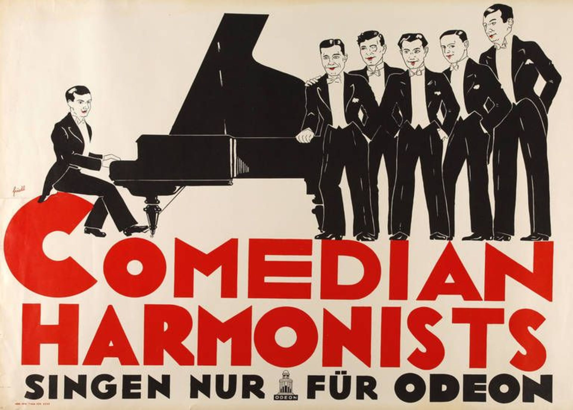 Plakat Comedian Harmonists  Schallplattenwerbung "Commedian Harmonists singen nur für Odeon",