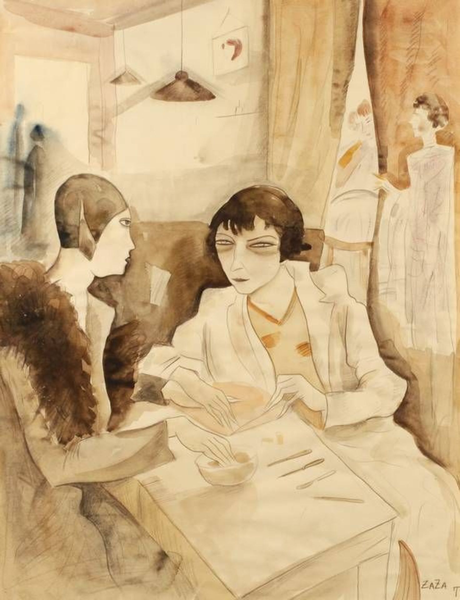 Zaza Tuschmalischvili, Damen bei der Maniküre  Szene in einen Schönheitssalon der 1920er Jahre