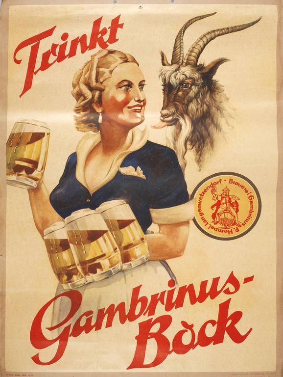 Werbeplakat Brauerei Gambrinus  um 1930, Herst. Eckert & Pflug Kunstanstalt Leipzig, num., Farblitho