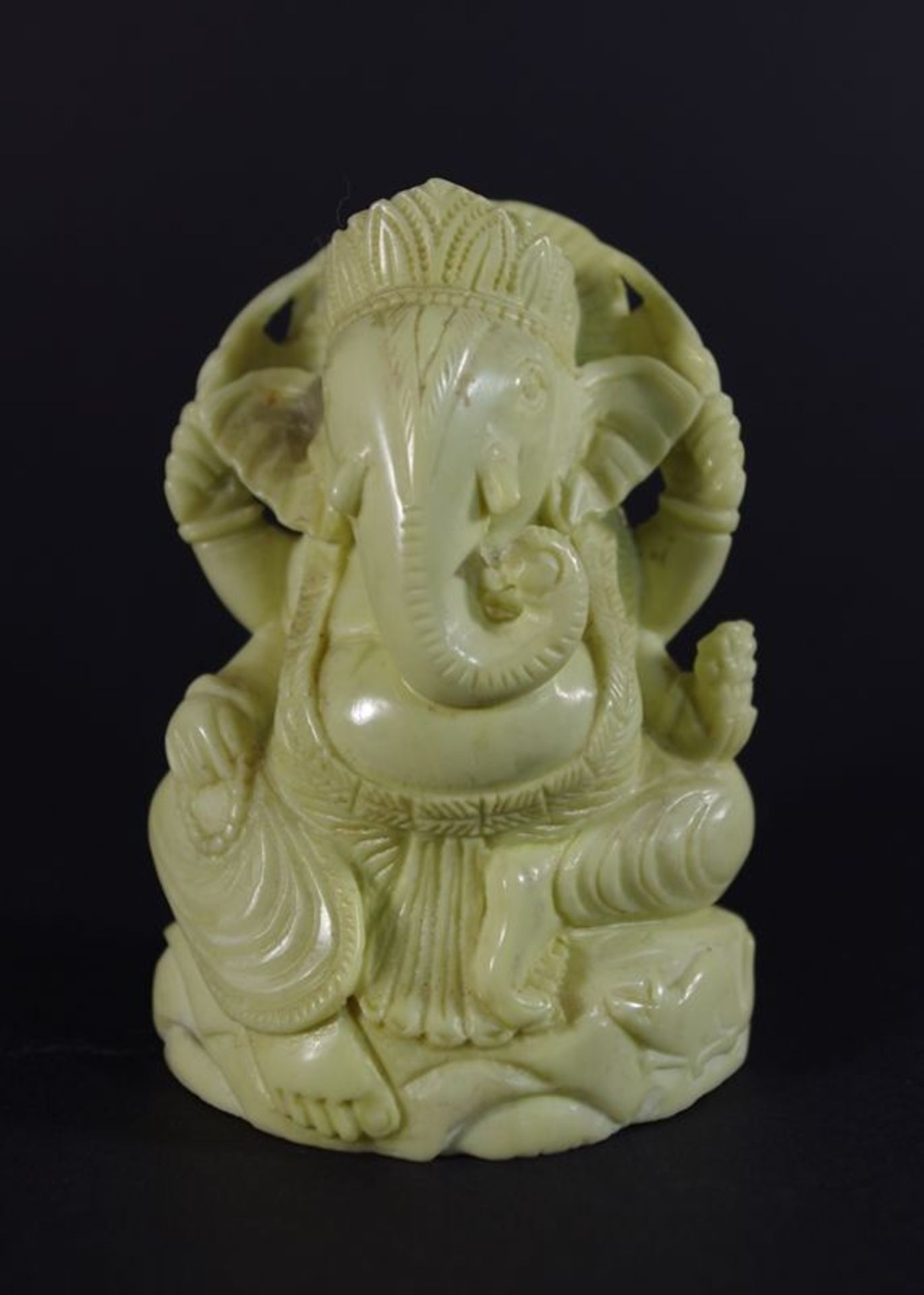 Kleine Skulptur des Ganesha, wohl Speckstein, 20.Jh., h. 9cm