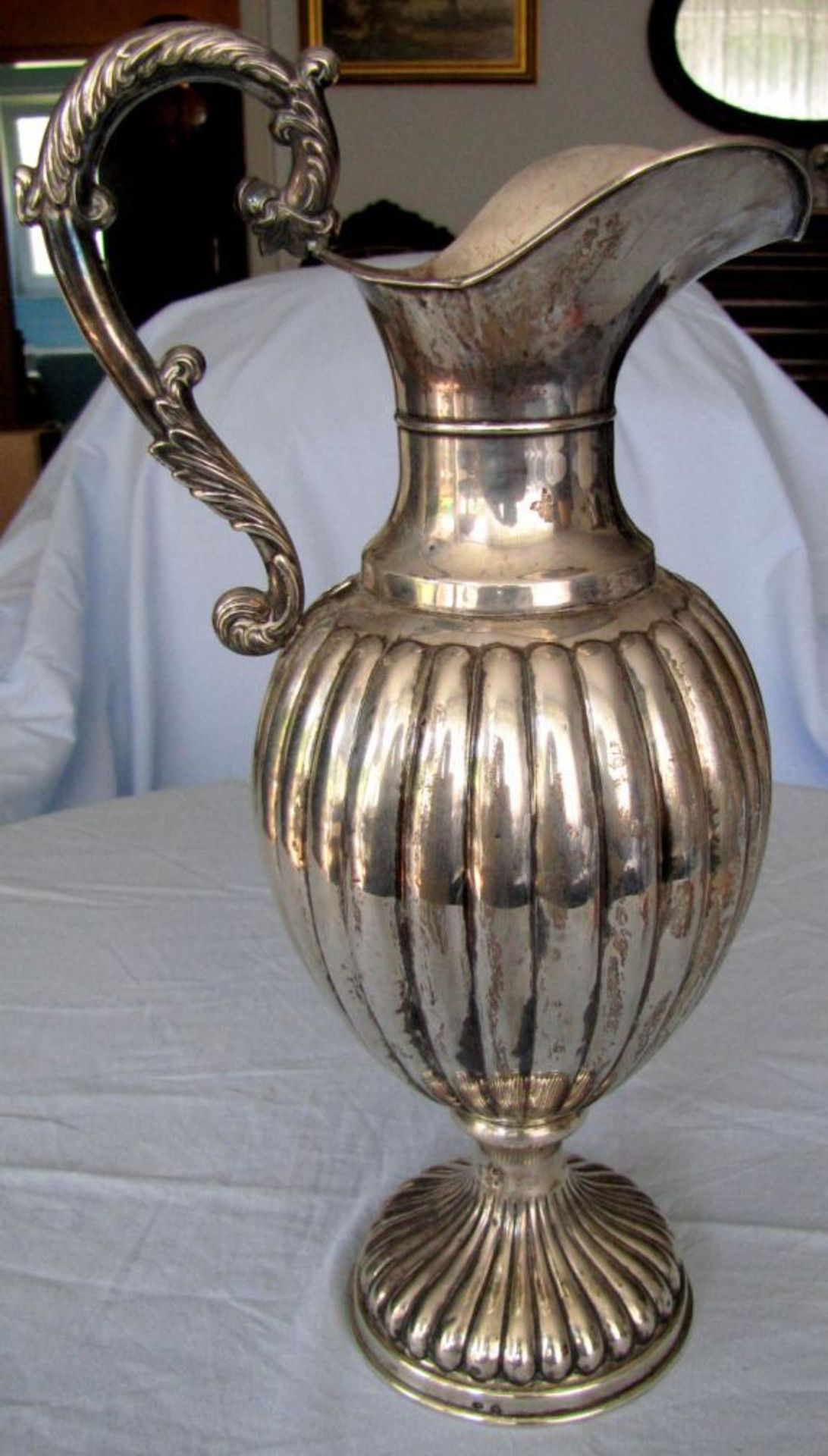 Carafe, Mid 19th century. Hallmarked.  34.5 cm high. 752 grams gross. In used condition.