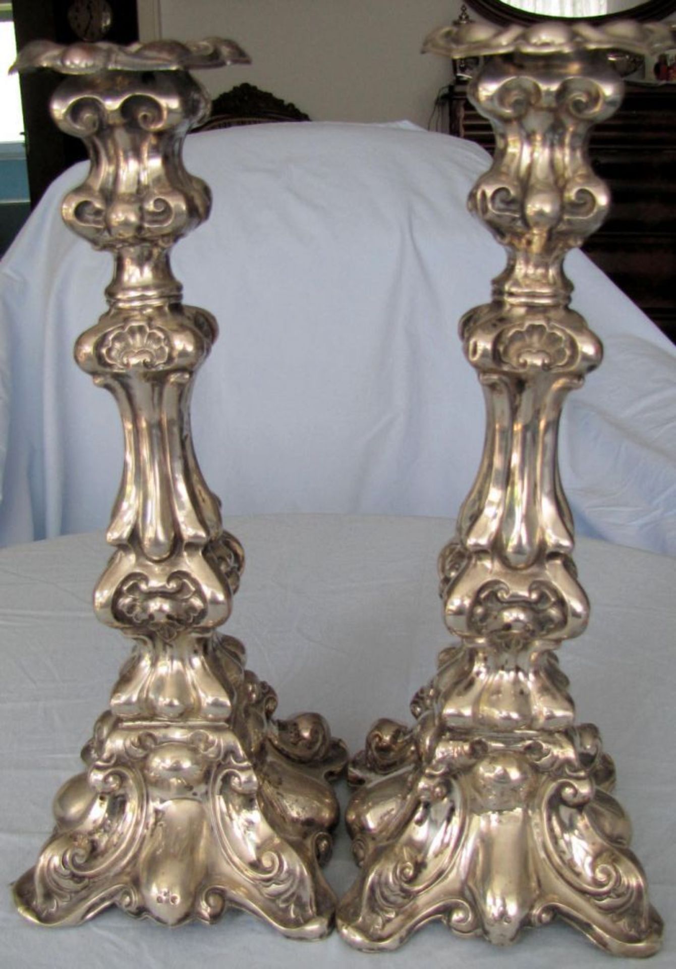 Pair of Silver Candlesticks, Proably 19th Century or earlier.  427 grams + 552 grams = 979 grams