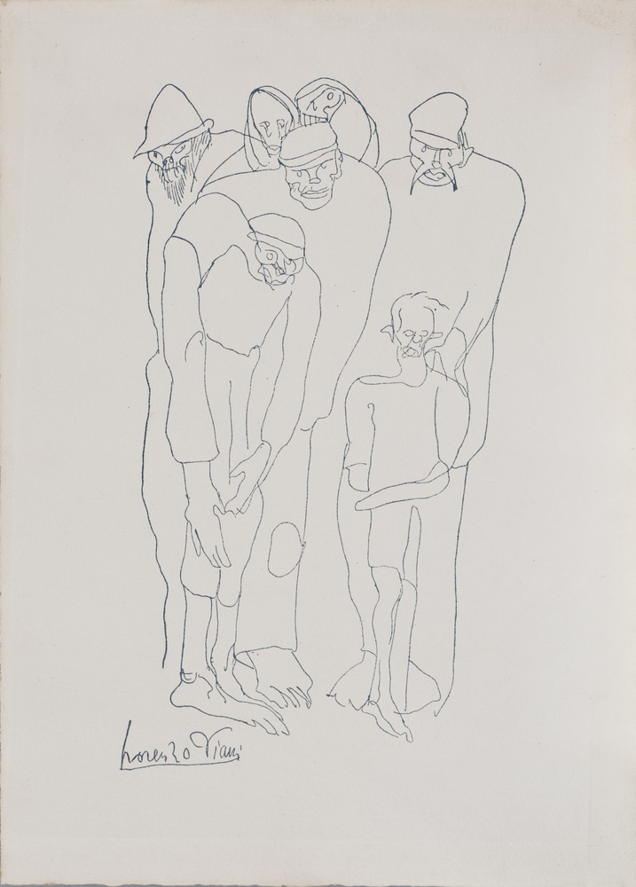 LORENZO VIANI  (Viareggio 1882 - Lido di Ostia 1936)  Figures  Ink on paper, cm. 36 x 26  Signed