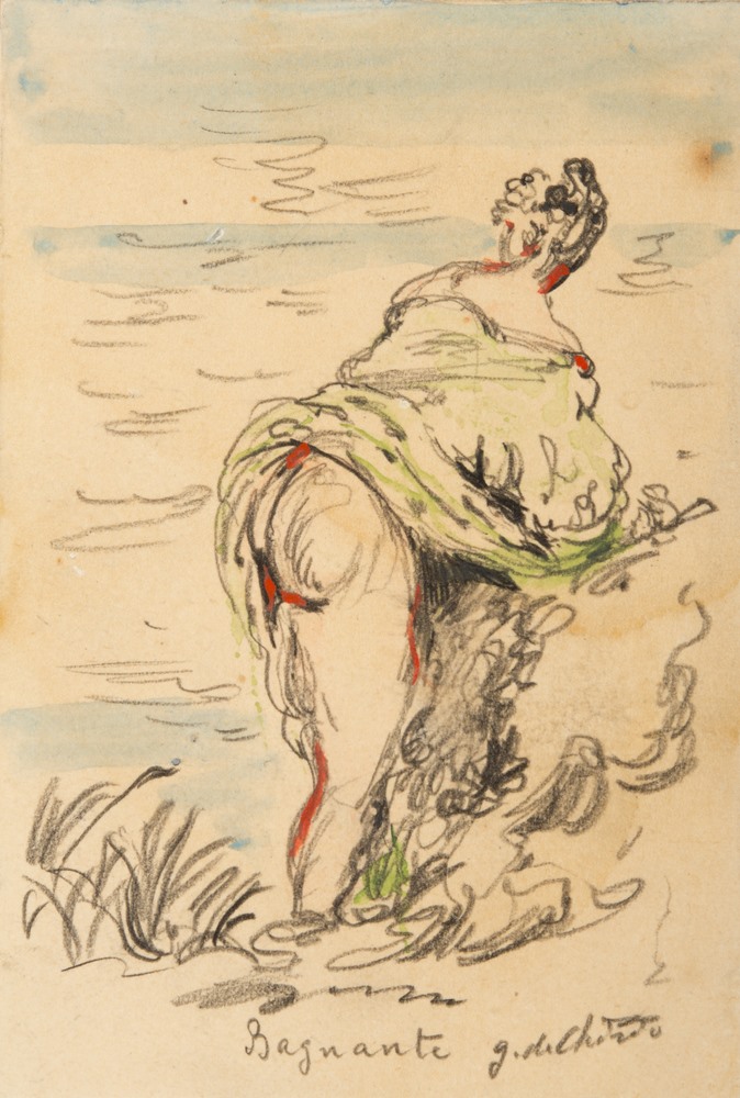 GIORGIO DE CHIRICO (Volos 1888 - Rome 1978)  Bather  Watercolor and pencil on paper mounted on