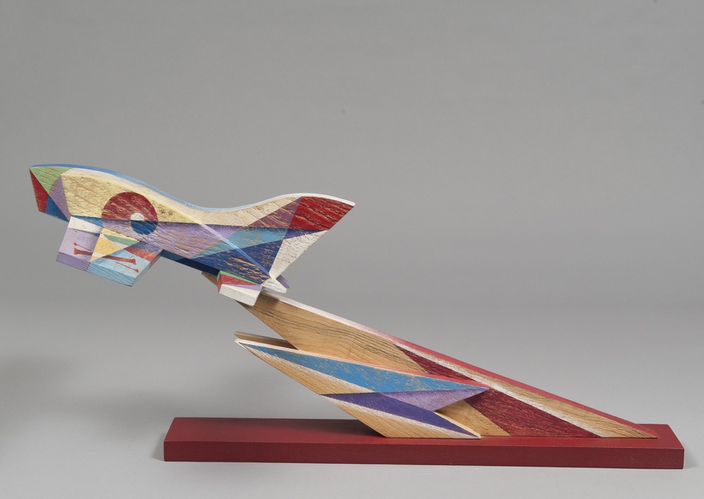 LAURA MIGOTTO  (Rome 1956)  Fast travel (aeroscultura), 2011  Wooden sculpture in mixed media, cm.