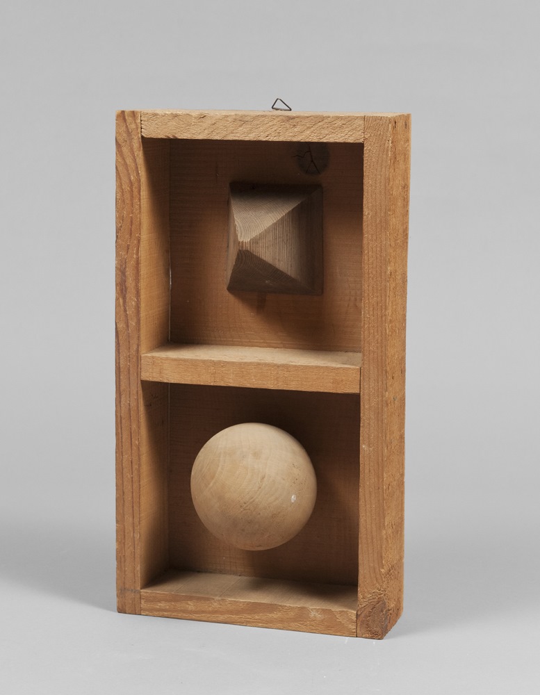 MARIO CEROLI  (Castelfrentano 1938)  Untitled, 70  Sculpture in pine and walnut, cm. 16 x 46 x 25