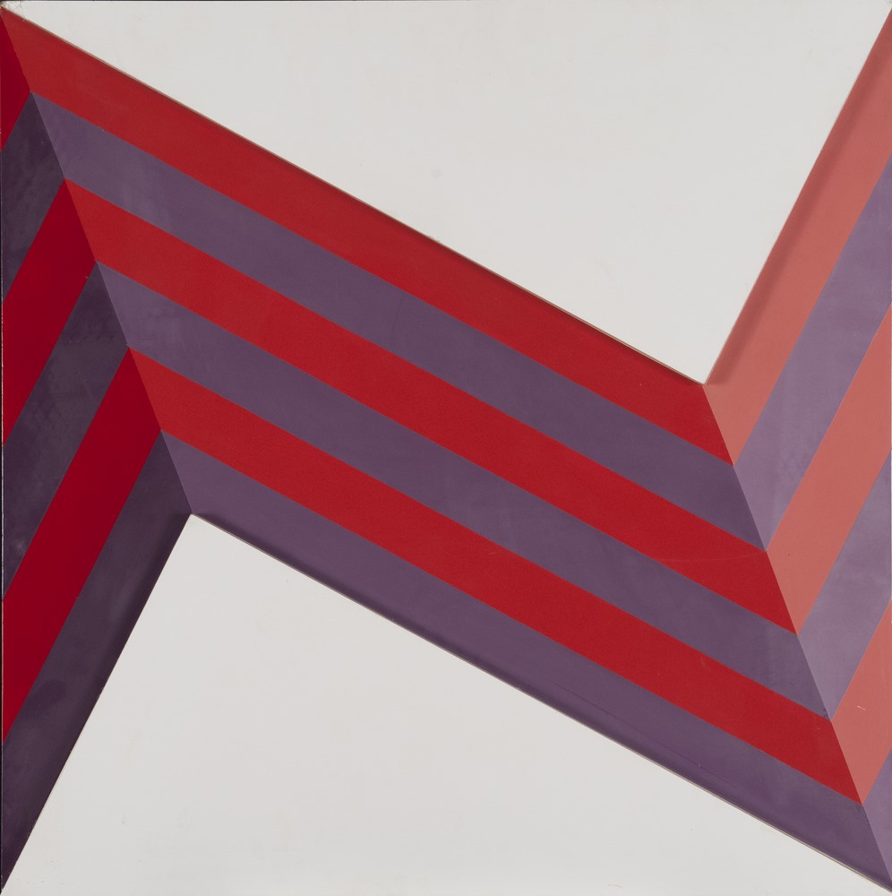 RENATO LIVI  (20th century)  Untitled, 1970  Enamel and applications on wood, cm. 70 x 70