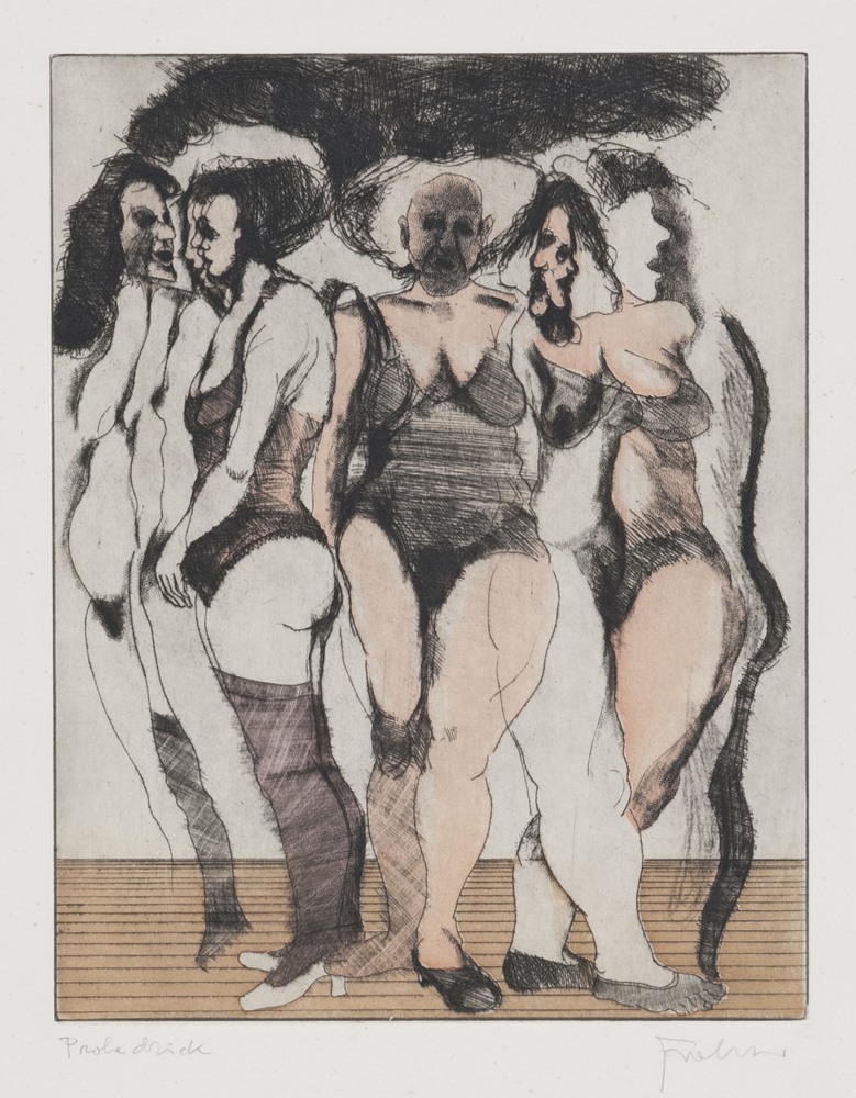 GERMAN ENGRAVER, 20TH CENTURY  Nudes  Lito, ex. Probedrick  Measurements of the sheet, cm. 65 x 50