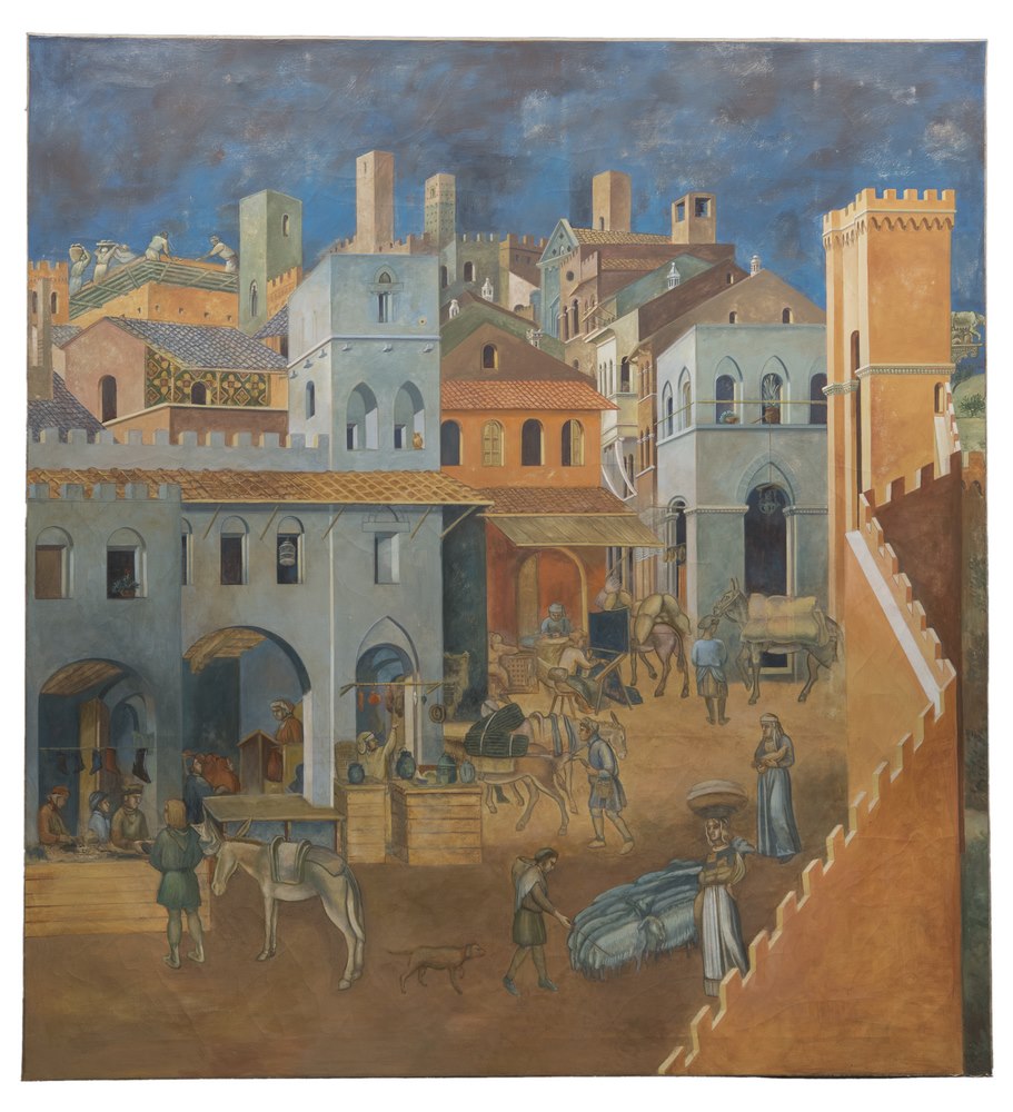 PAINTER OF THE TWENTIETH CENTURY CENTRAL ITALY  Daily life in the Renaissance city  Oil on paper