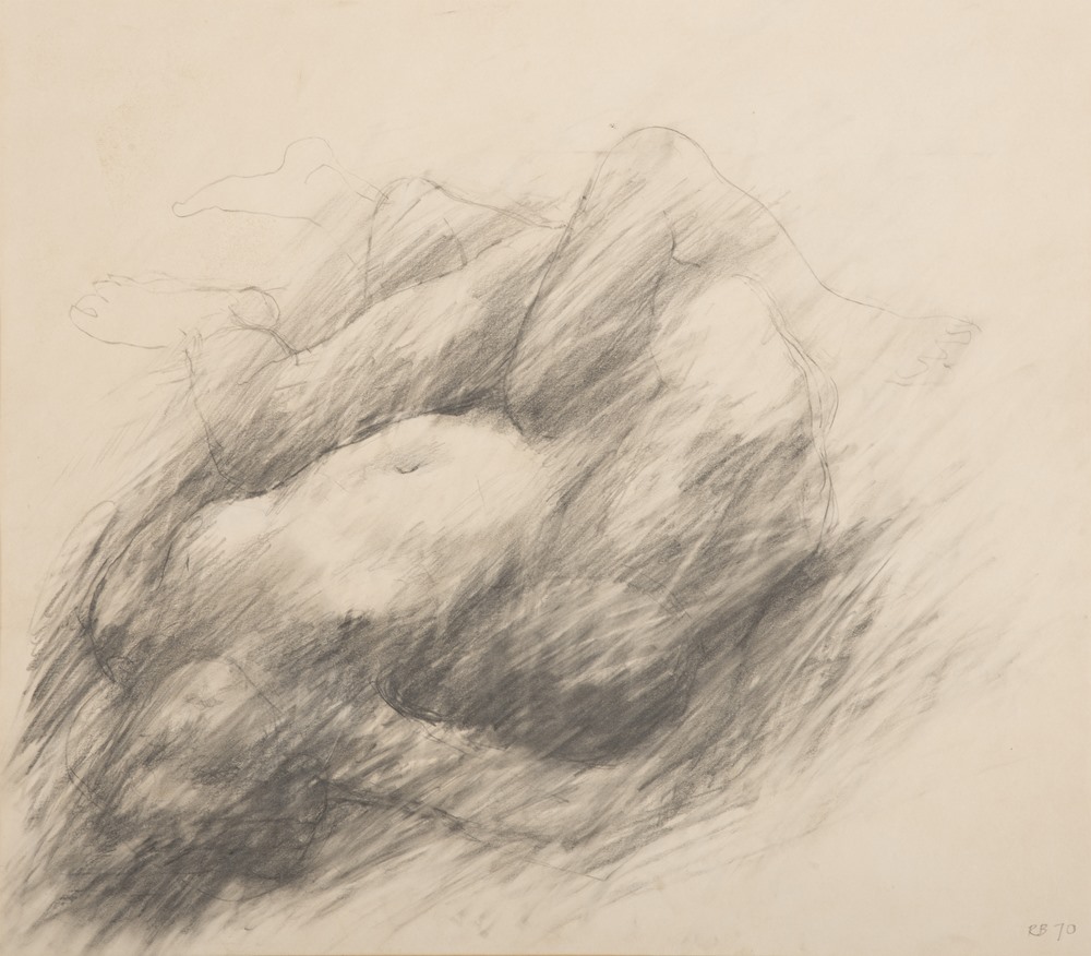 PAINTER OF THE 20TH CENTURY  Lovers, 1970  Pencil on paper, cm. 36 x 42  Initials `RB` and date