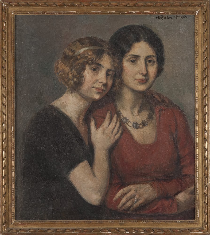 HENRI MARCEL ROBERT (Paris 1881 - Lausanne 1961)  The two sisters, 1921  Oil on canvas, cm. 70 x 60