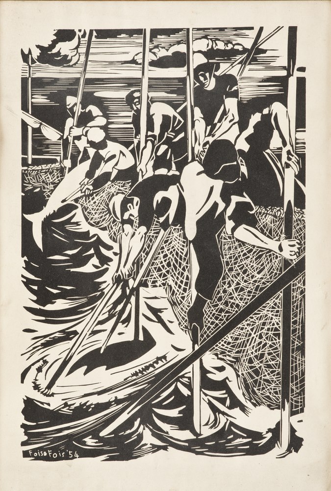 FOISO FOIS (Iglesias 1916 - Cagliari 1984)  Slaughter 1954  Woodcut print, ex. not stated