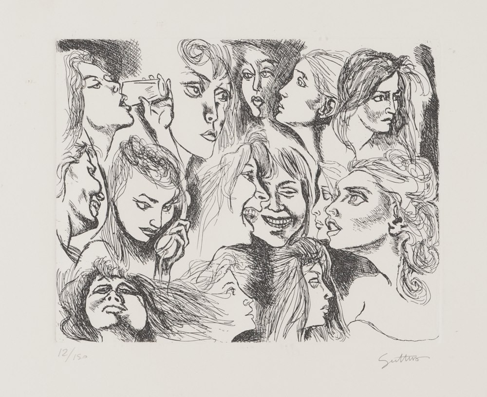 RENATO GUTTUSO  (Bagheria 1912 - Rome 1987)  Faces  Etching, ex. 12/150  Measurements of the slab,