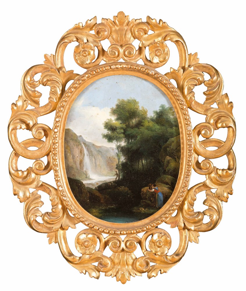 ALEXANDRE CALAME, att. to(Vevey 1810 - Menton 1864)LANDSCAPE WITH WATERFALL AND BRIDGELANDSCAPE