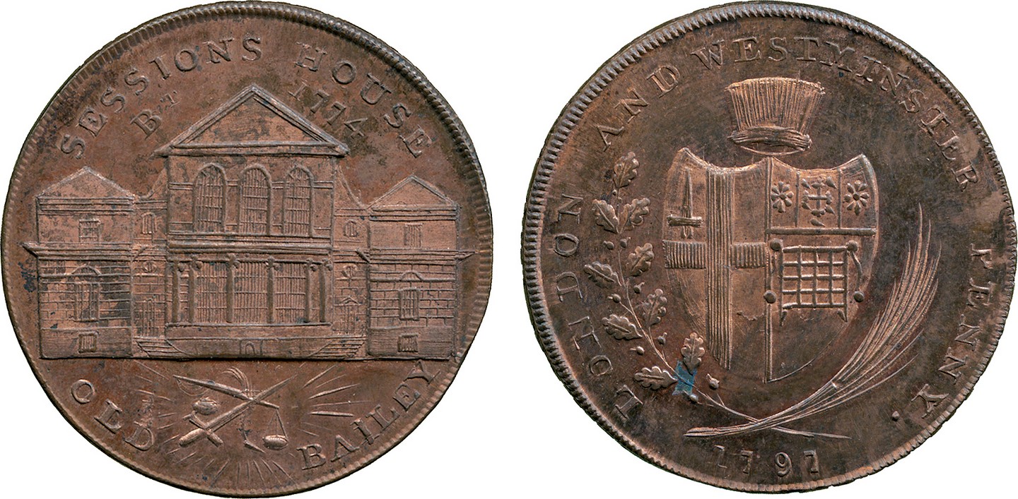 BRITISH 18th CENTURY TOKENS, Thomas Prattent, London and Westminster Series, Copper Penny, 1797,