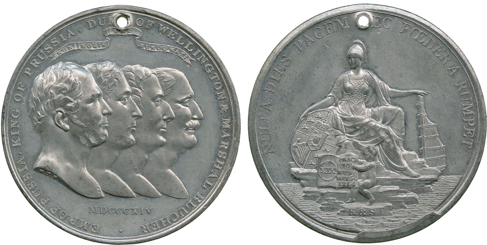 COMMEMORATIVE MEDALS, WORLD MEDALS, Russia, Alexander I, Peace in Europe, White Metal Medal, 1814,