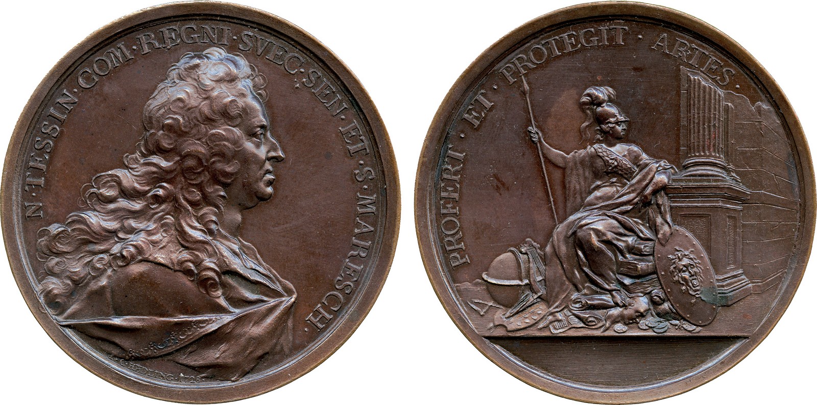 COMMEMORATIVE MEDALS, WORLD MEDALS, Sweden, Count Nicodemus Tessin, the Younger (1654-1728), Baroque